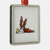 Colored Boston Terrier Metalen Ornament (Rechts)