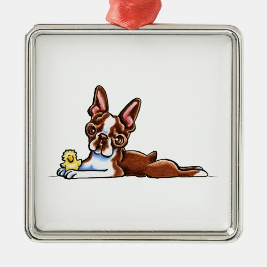Colored Boston Terrier Metalen Ornament (Voorkant)
