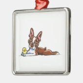 Colored Boston Terrier Metalen Ornament (Links)
