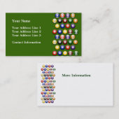 Colored Genummerde Pool Balls op Visitekaartje (Voorkant / Achterkant)