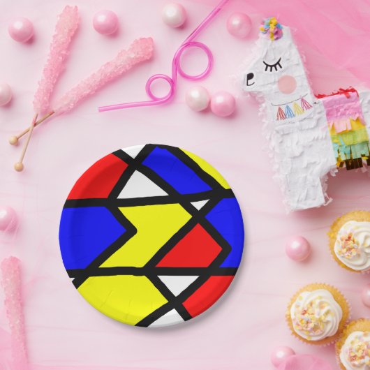colored geometries papieren bordje (Feest)