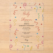 Colored Party Confetti Baby Shower Acryl Uitnodigingen (Voorkant)