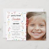 Colored Party Confetti Birthday Party Time Photo Kaart (Voorkant)