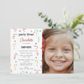 Colored Party Confetti Birthday Party Time Photo Kaart (Staand voorkant)