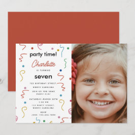 Colored Party Confetti Birthday Party Time Photo Kaart