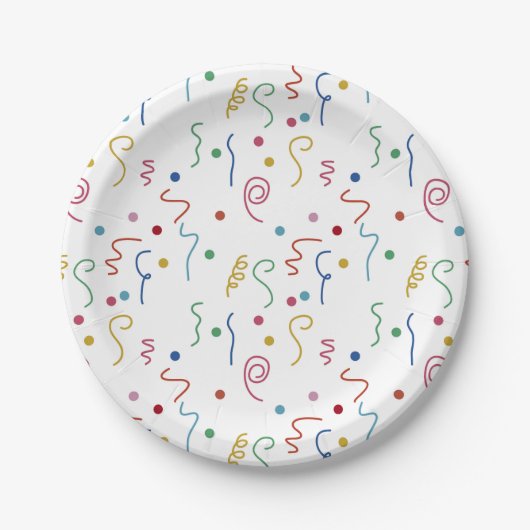 Colored Party Confetti Pattern Papieren Bordje (Voorkant)