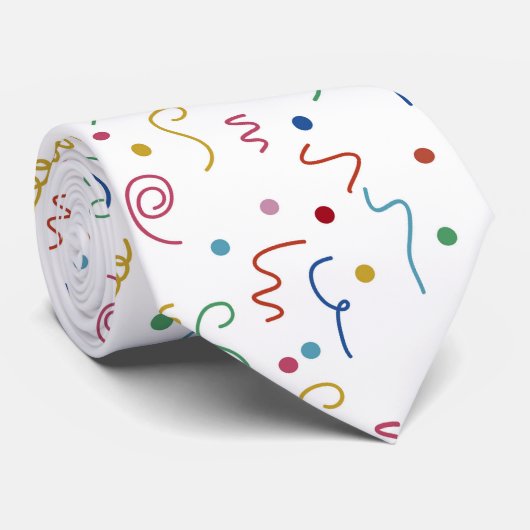 Colored Party Confetti Pattern Stropdas (Opgerold)