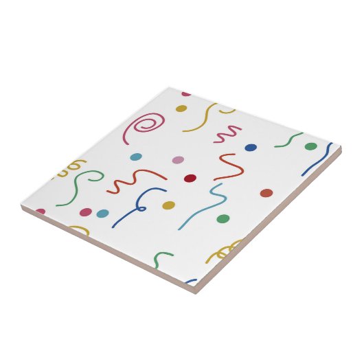Colored Party Confetti Pattern Tegeltje (Zijkant)