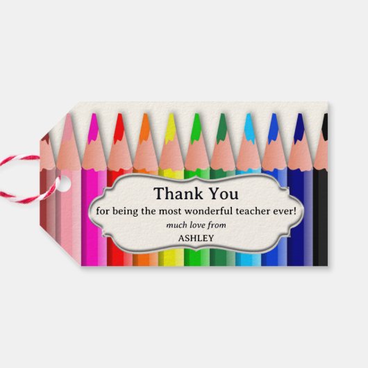 Colored Pencils lerarenwaardering Cadeaulabel (Achterkant Horizontaal)