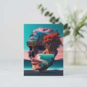 Colored skull head briefkaart (Staand voorkant)