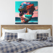 Colored skull head canvas afdruk (Insitu (Slaapkamer))