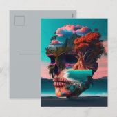 Colored skull head feestdagenkaart (Voorkant / Achterkant)