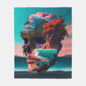 Colored Skull Head Fleece Deken (Voorkant)