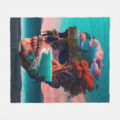 Colored Skull Head Fleece Deken (Voorkant (Horizontaal))