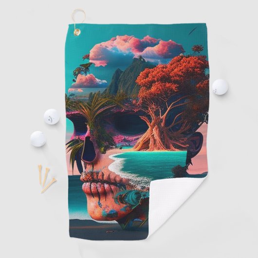 Colored skull head golfhanddoek (Insitu)
