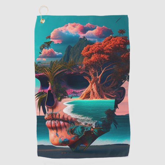 Colored skull head golfhanddoek (Voorkant)
