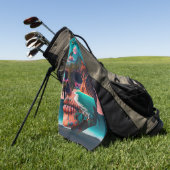 Colored skull head golfhanddoek (Groen)