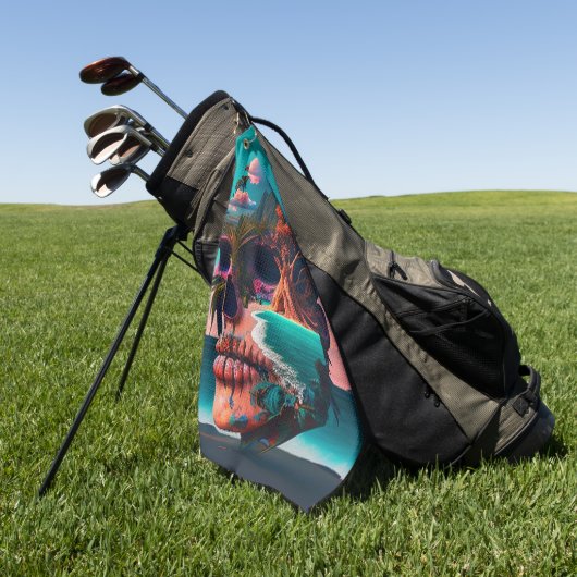 Colored skull head golfhanddoek (Groen)
