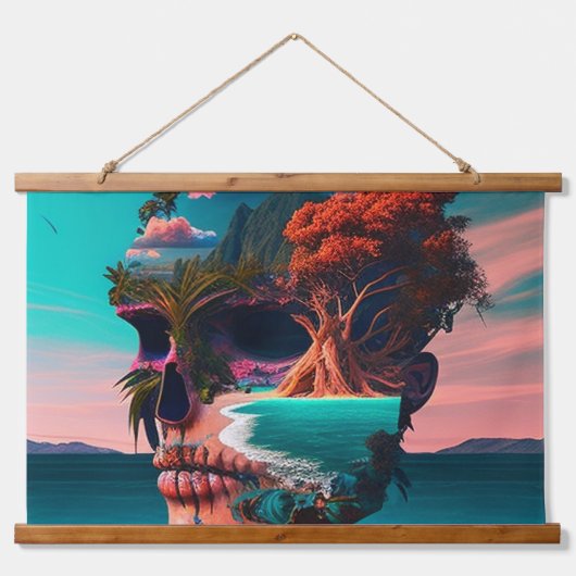 Colored skull head hangend wandkleed (Voorkant)