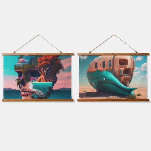 Colored skull head hangend wandkleed (Dubbel)