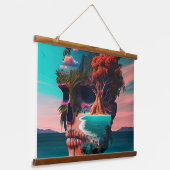 Colored skull head hangend wandkleed (Gebogen)