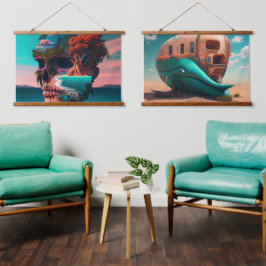 Colored skull head hangend wandkleed