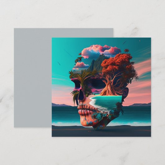 Colored Skull Head Kaart (Voorkant / Achterkant)