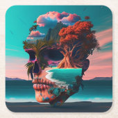 Colored Skull Head Kartonnen Onderzetters (Voorkant)