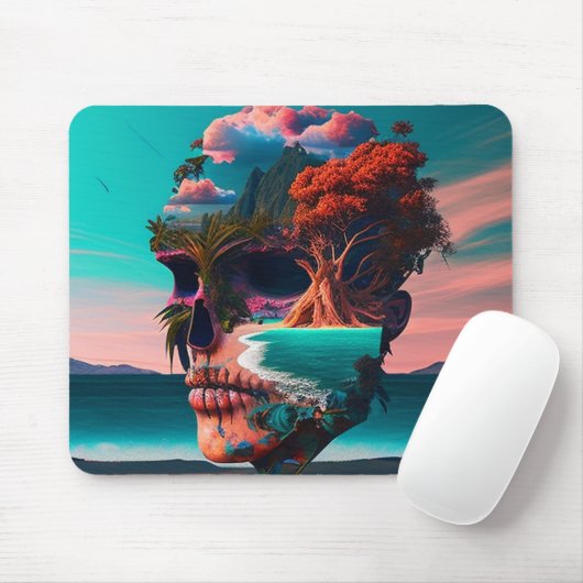 Colored skull head muismat (Met muis)