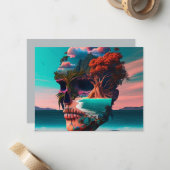 Colored Skull Head Notitiekaartje (Voorkant / Achterkant in situ)