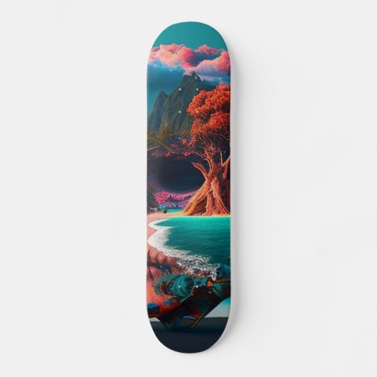 Colored skull head persoonlijk skateboard (Voorkant)