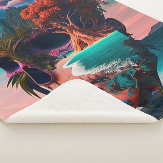 Colored Skull Head Sherpa Deken (3/4)