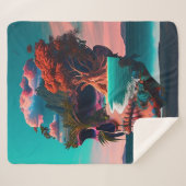 Colored Skull Head Sherpa Deken (Voorkant (horizontaal))