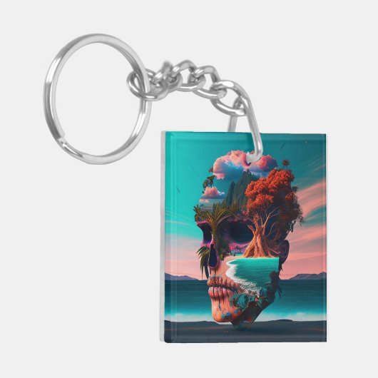 Colored skull head sleutelhanger (Voorkant Links)