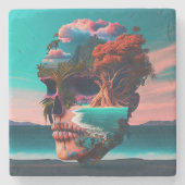 Colored Skull Head Stenen Onderzetter (Voorkant)