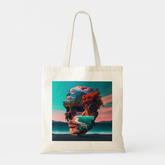 Colored skull head tote bag (Achterkant)