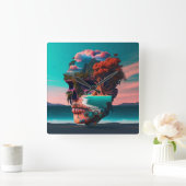 Colored skull head vierkante klok (Huis)