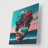 Colored skull head vierkante klok (Hoek)
