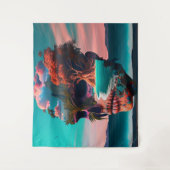 Colored skull head wandkleed (Voorkant)