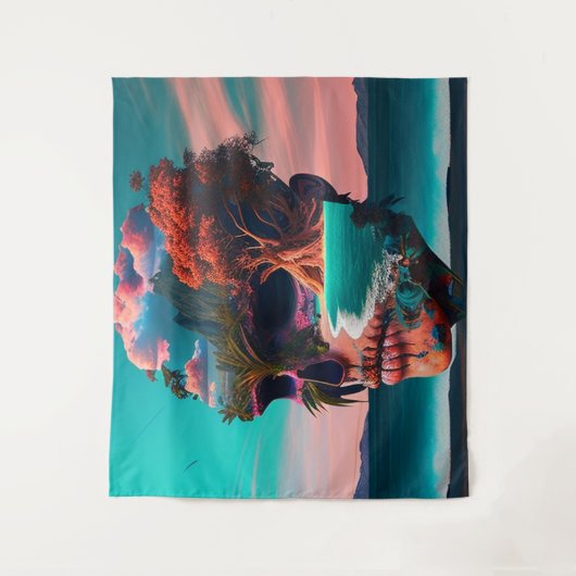 Colored skull head wandkleed (Voorkant)