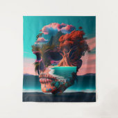 Colored skull head wandkleed (Voorkant)