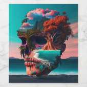 Colored Skull Head Wijn Etiket (Enkel label)
