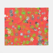 COLORED SNEEUWVLAKKEN OP ROOD FLEECE DEKEN (Voorkant (Horizontaal))