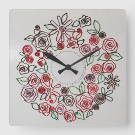 colored wire floral ornaments vierkante klok