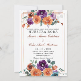 Colores de boda morado y naranja quemado kaart