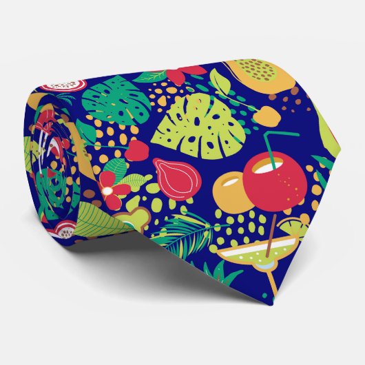 Colorfu tropisch fruit en bloesem stropdas (Opgerold)