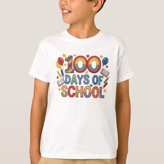 Colorful 100 Days of School T-shirt (Voorkant)