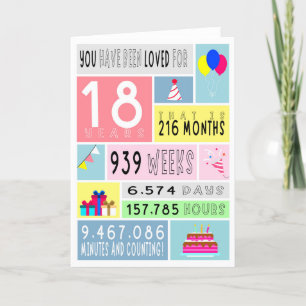 Colorful 18th Birthday Folded Kaart