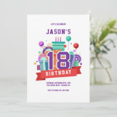 Colorful 18th Birthday Party Kaart (Staand voorkant)