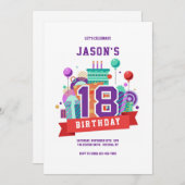 Colorful 18th Birthday Party Kaart (Voorkant / Achterkant)
